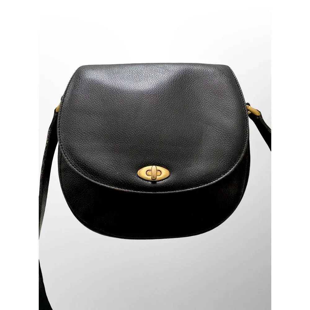 Vintage Coach 1994 Madison Carlyle 4401 Black Leather Crossbody Turnlock Italy - Picture 3 of 13